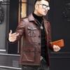 Autumn and Winter New Hunting Suit Genuine Leather Jacket for Men, First-layer Cowhide, Middle-aged Dad's Lapel Jacket