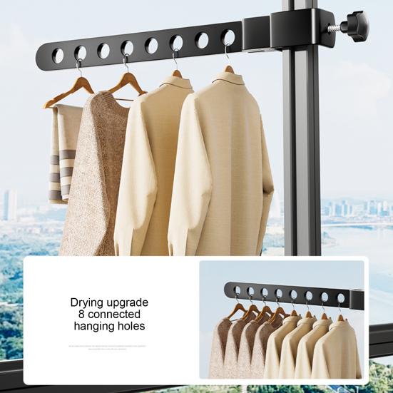 Foldable Clothes Hanger Rack with Adjustable Clamp Window Mount Rotatable Heavy Duty