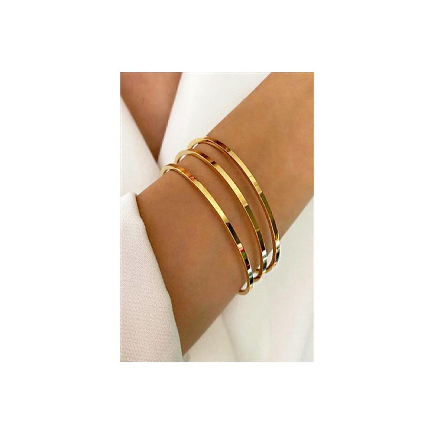 

3 Piece Steel Gold Gold Plated Ajda Bracelet Set 22 Cm 65 Mm 19 cm золотий