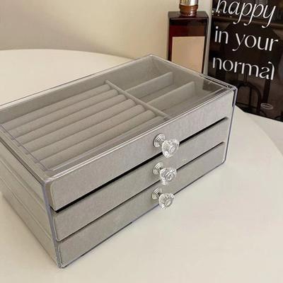 Hochkapazitäts-Flanell-Schmuckkästchen Transparente Mehrschicht-Schmuckbox Theken-Auslage