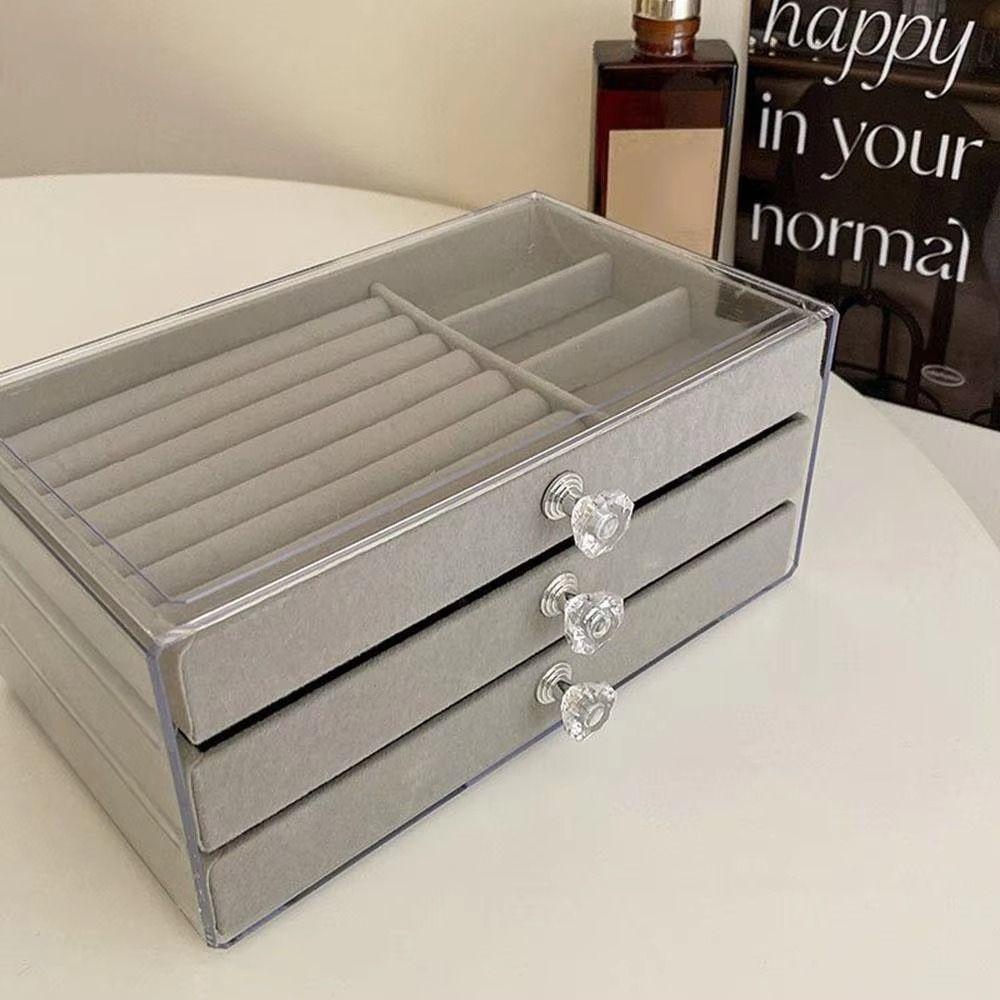 Transparent Drawer Storage Box 3-Layer Multi-layer Jewelry Box Home Storage
