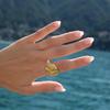 PVD Waterproof Texture Wing-shape Open Rings Exquisite Geometric Claw Pave Wedding Ring Golden Statement Jewelry Bijoux Aneis