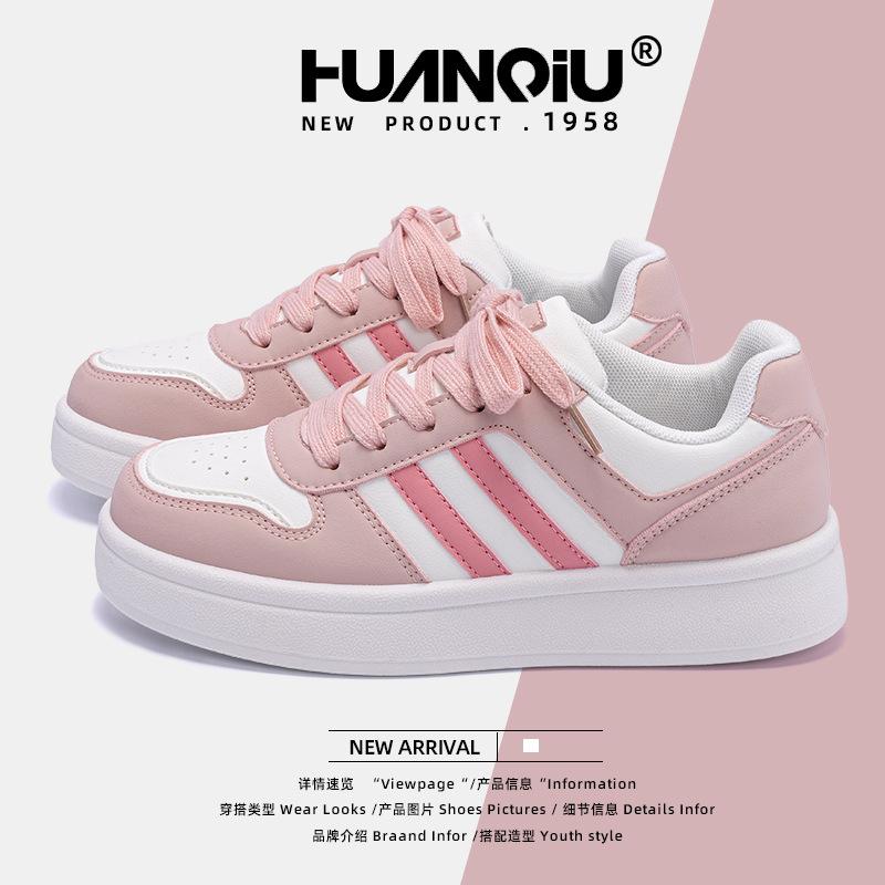 Global Platform Pink Board Shoes Women's ZHQ68119 Spring New Shoes Women's Campus Style Students Versatile White Shoes