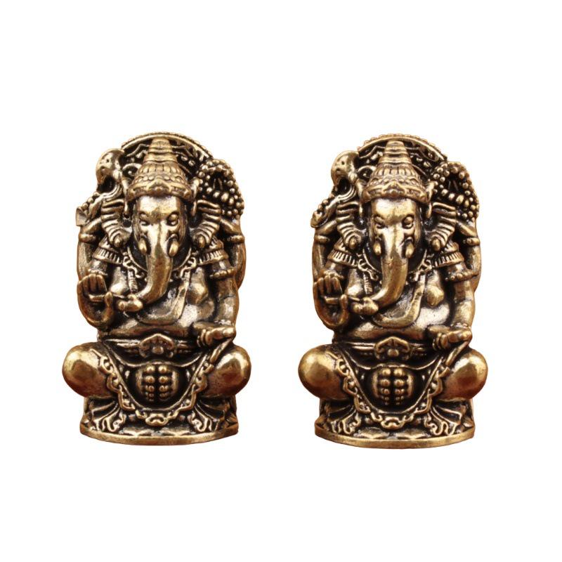 

Solid Brass Thai Ganesha Elephant Trunk God Antique Bronze Southeast Asian Handicraft Ornament.