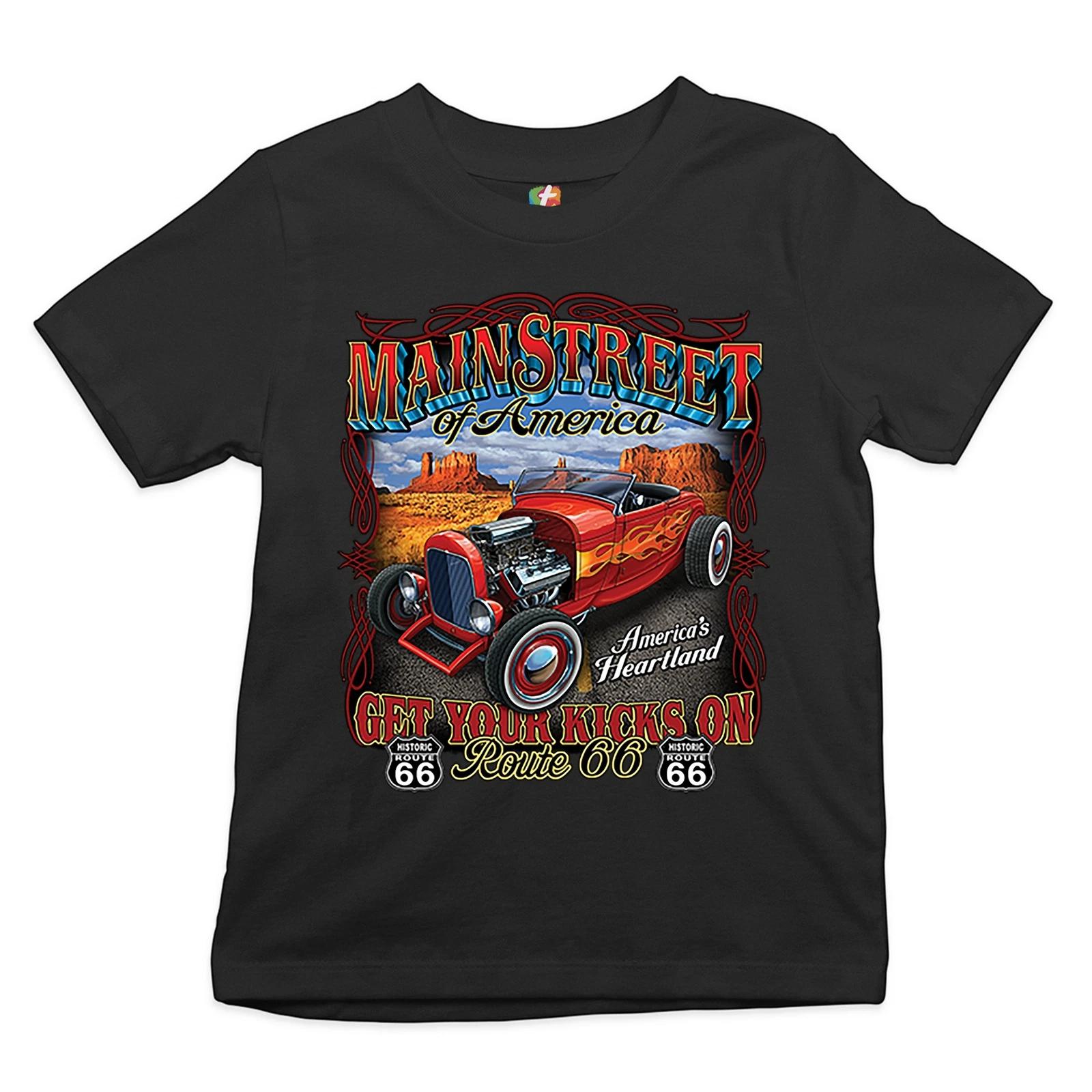 Main Street of America Youth kids boys T-Shirt America s Heartland Route 66 Hot Rod Kids 120