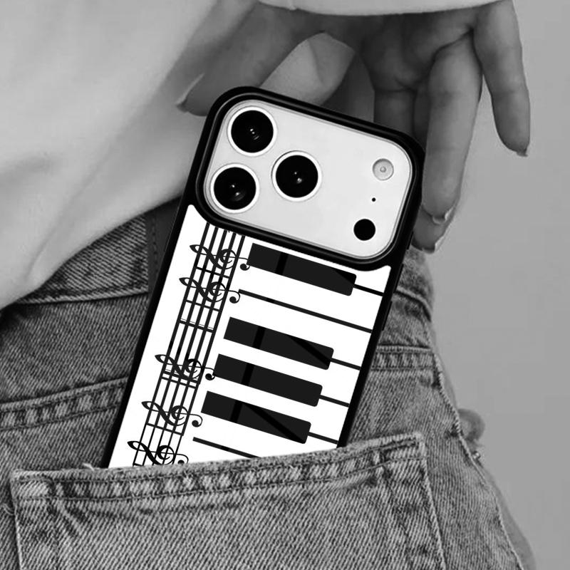 Piano Keys Vintage Music Notes Phone Case for iPhone 17ProMax 12 13 14 15 16e 17 Pro Max Plus Air Cover