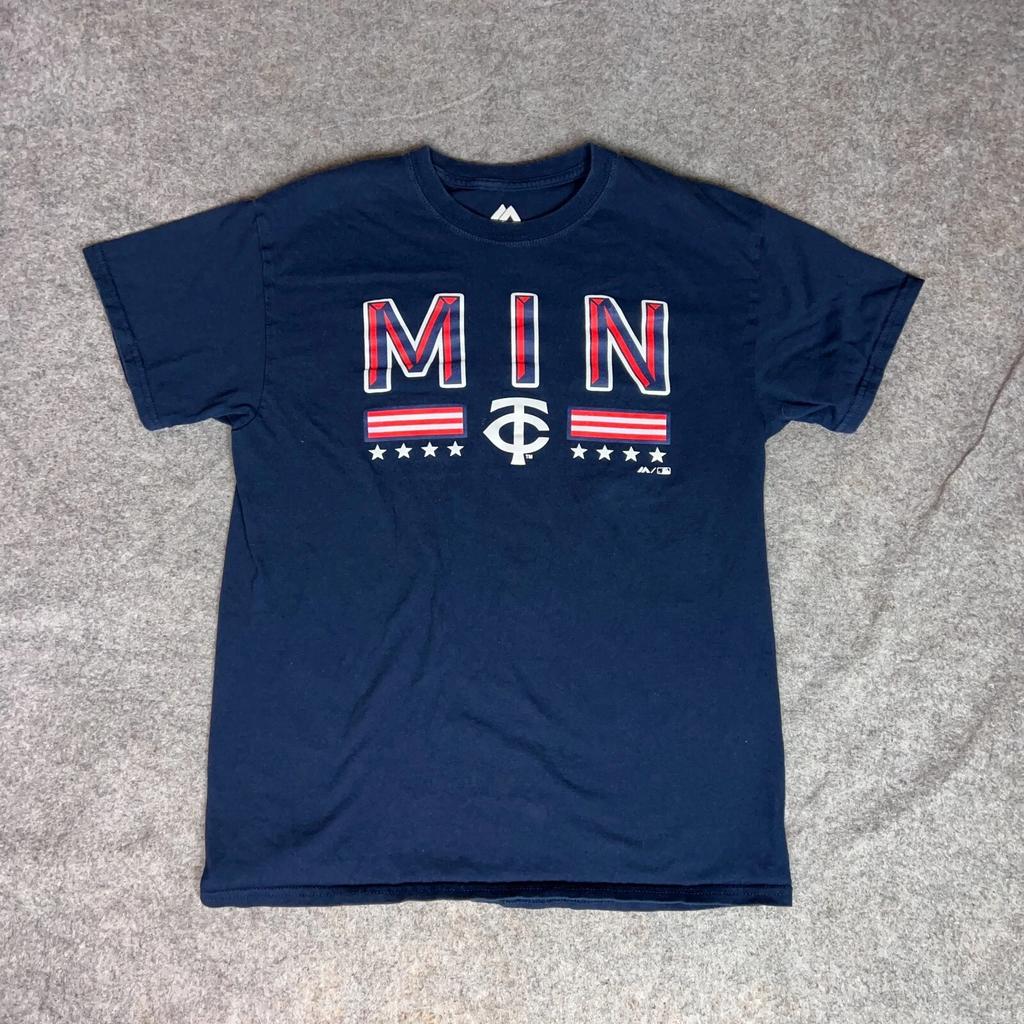 Minnesota Twins Mens Shirt Medium Navy Red Tee T USA Baseball MLB Sports Logom