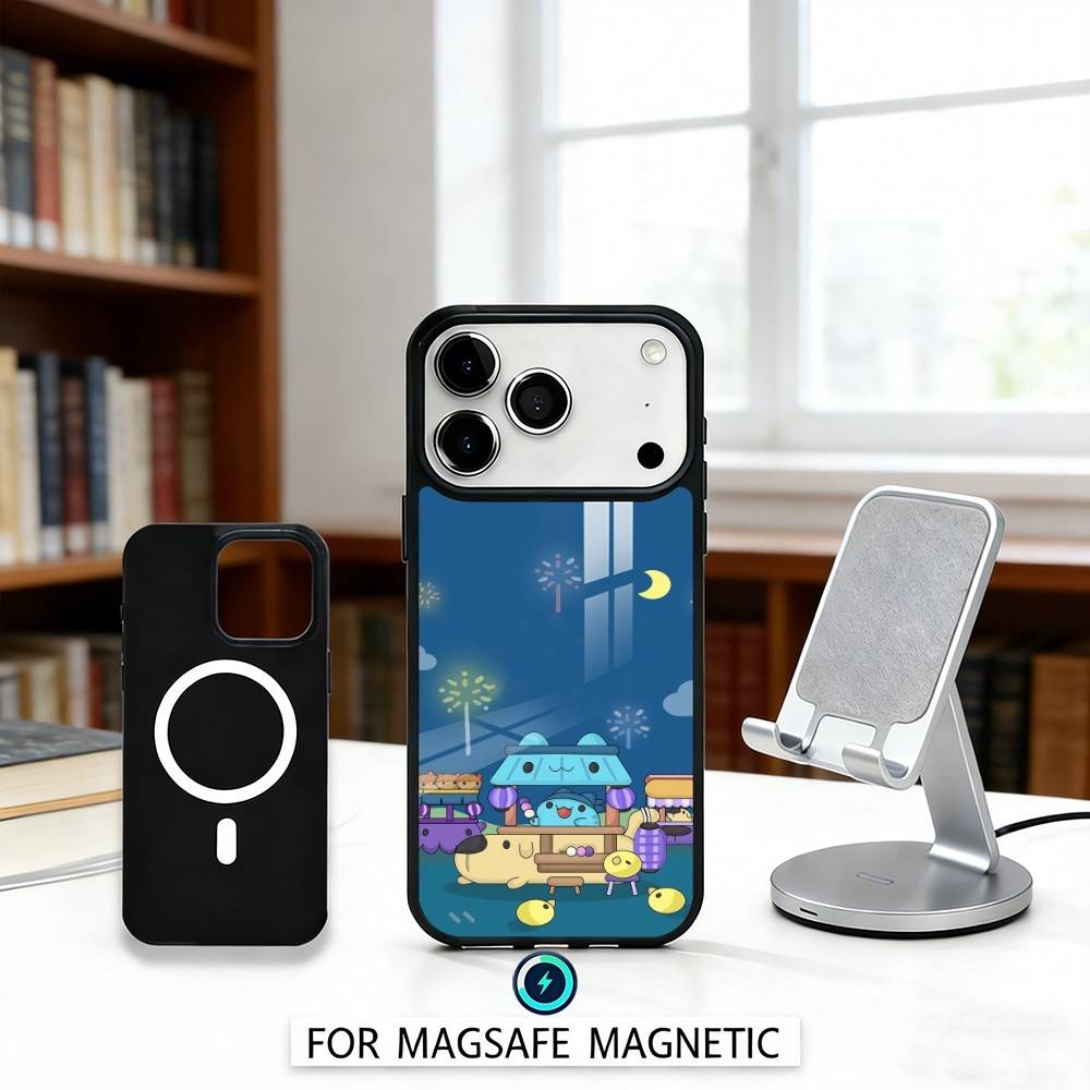 Fluffy-Cat B-Bugcat C-Capoo Phone Case Magnetic For iPhone17 16 15 14 13 12 Pro Max For Magsafe Wireless Charging Cover