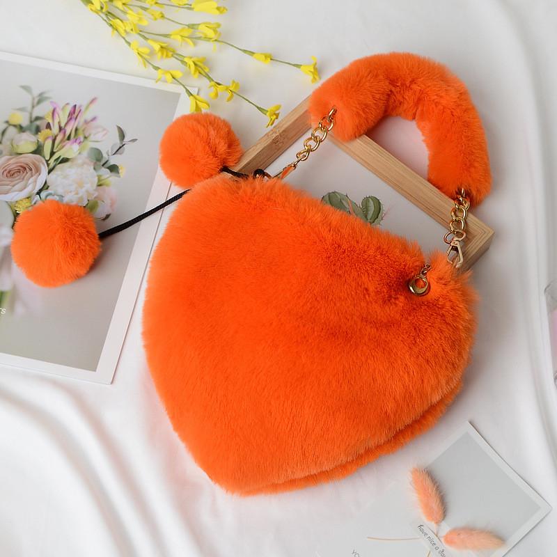 Plush Heart Shape Handbag For Women With Zipper Closure For Daily Use
