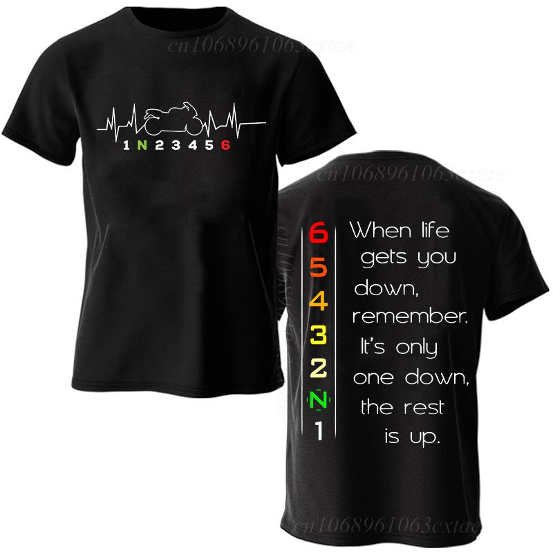 Sommer Mode Unisex T-Shirt Kleidung 1n23456 Motorrad Ausrüstung Biker Herzschlag Grafik T-Shirt Lässiges Übergroßes Unisex Tee T-Shirts