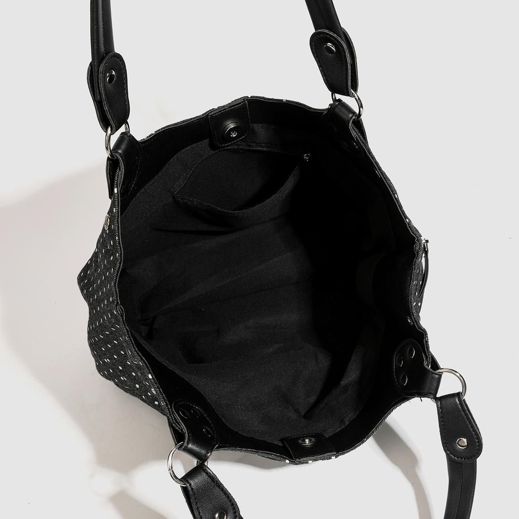 Retro Literature And Art Polka Dot College Style Tote Bag Women'S Fashion Versatile Large-Capacity Shoulder Bag