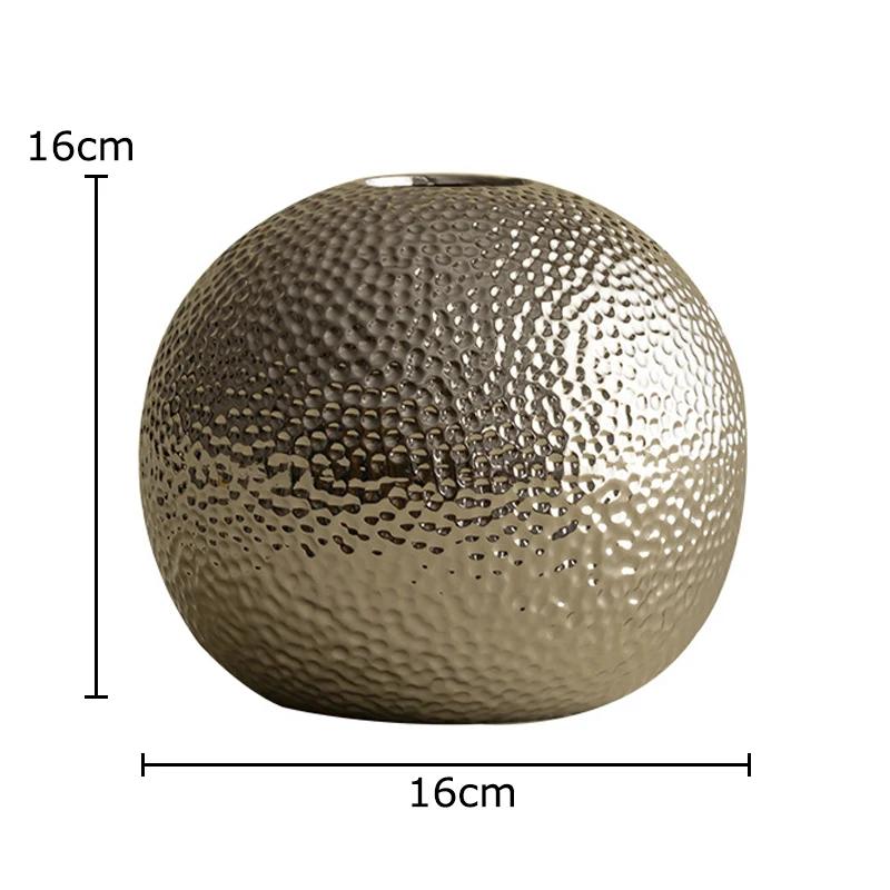 Creative Hammer Pattern Ceramic Vase Round Flower Pots Desk Decoration Flower Arrangement Floral Vases Room Aesthetic Decor