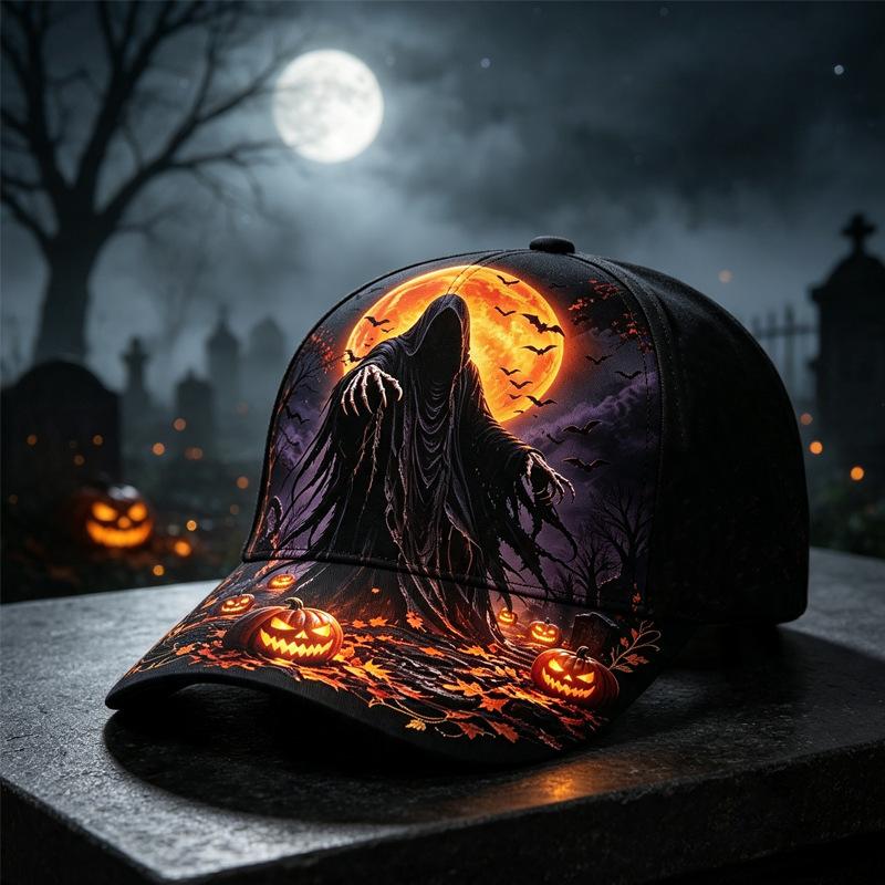 New Halloween themed baseball cap D digital printing ghost skull men's sunscreen hat