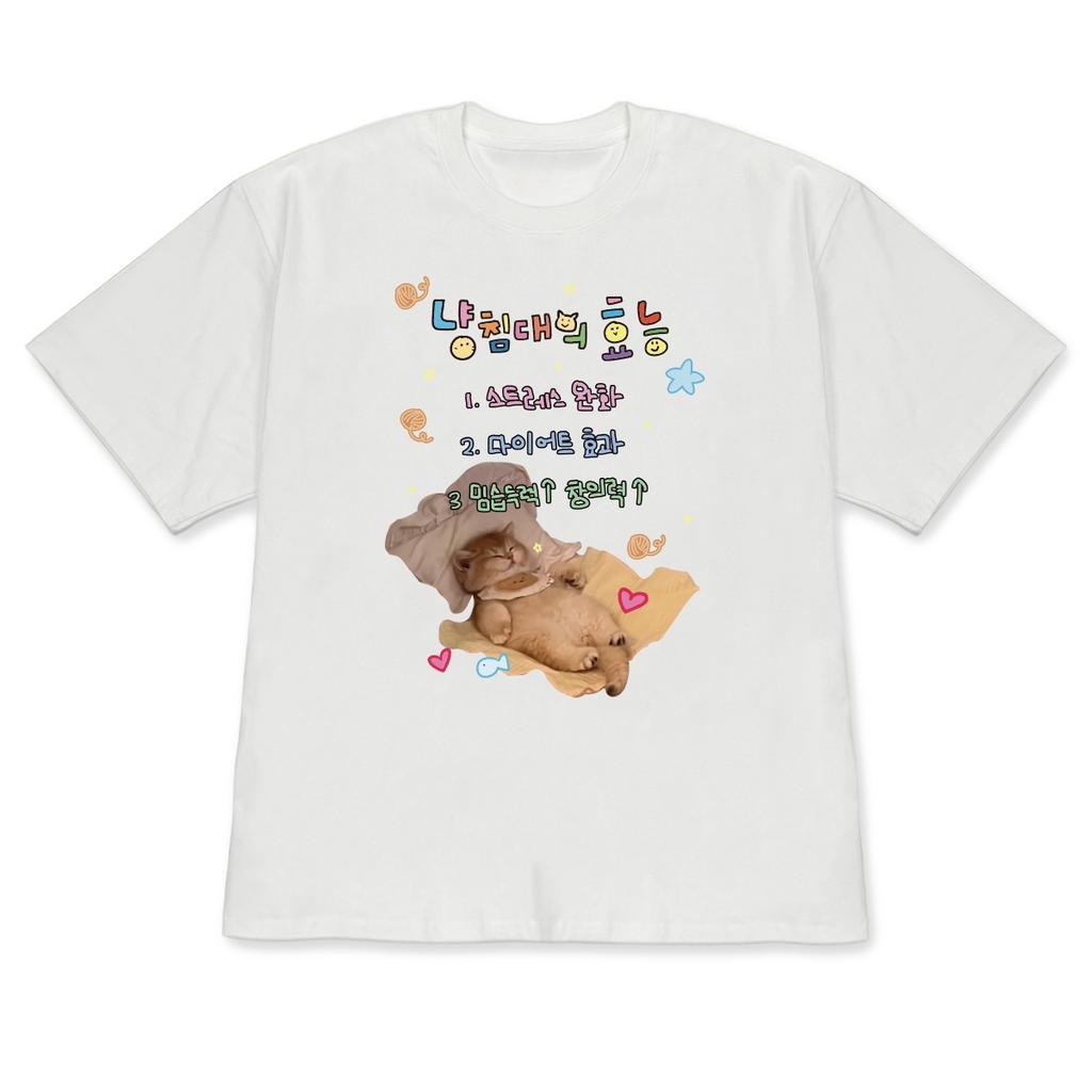 Kawaii Korean Style ShortSleeve Sleepy Cat Tshirt Cute Print Casual Versatile Top Aesthetic Crew Neck Tee for Women Girls