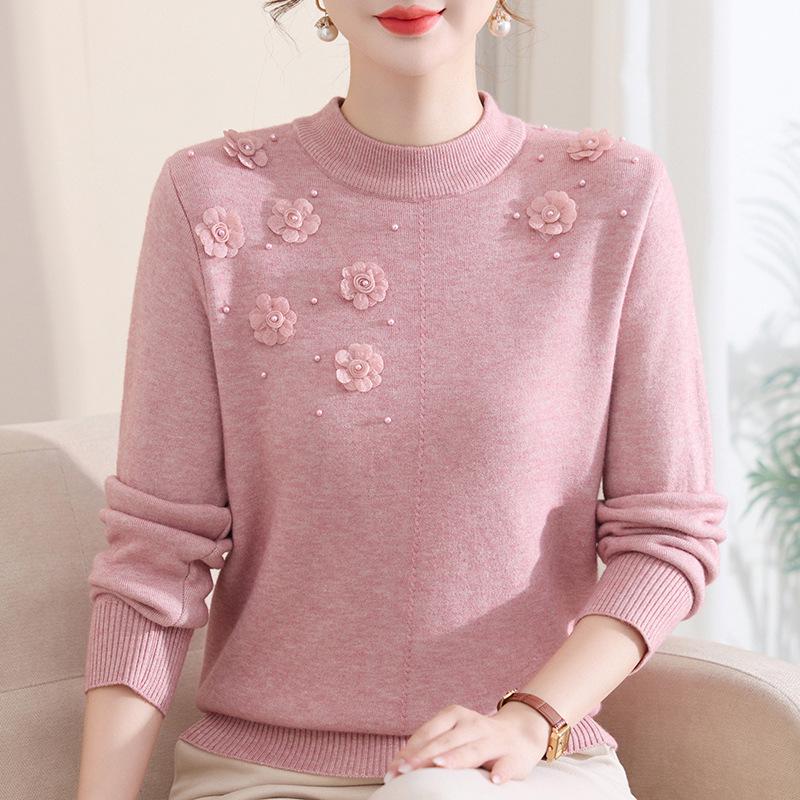 

Stylish Winter Knit Sweater for Women 50+ - Velvet-Lined, Warm Base Layer Top 3XL [120-130 jin]