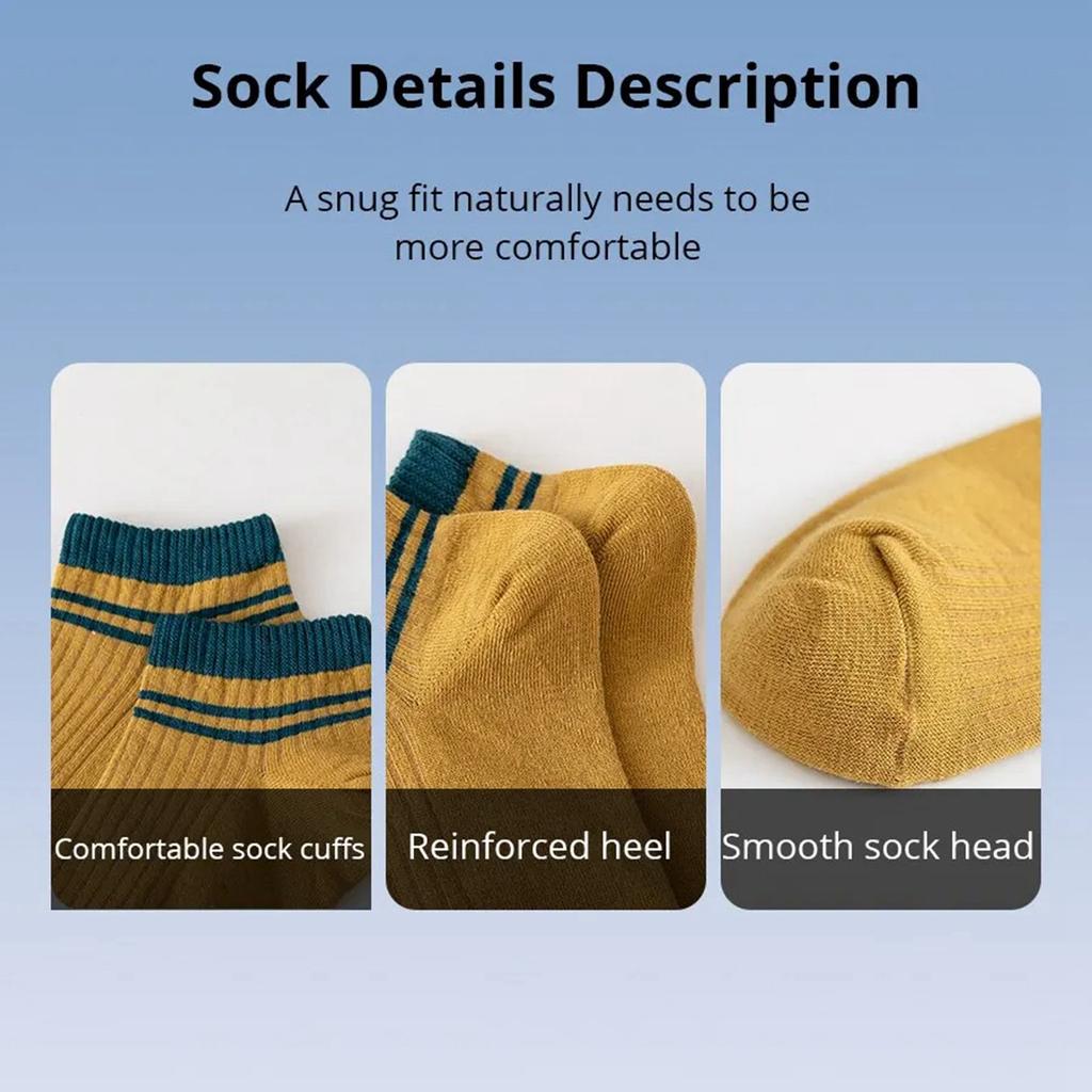 5 Pairs Sports Breathable Low Cut Socks Spring Summer Cotton Striped Sports Korean Preppy  Men Socks