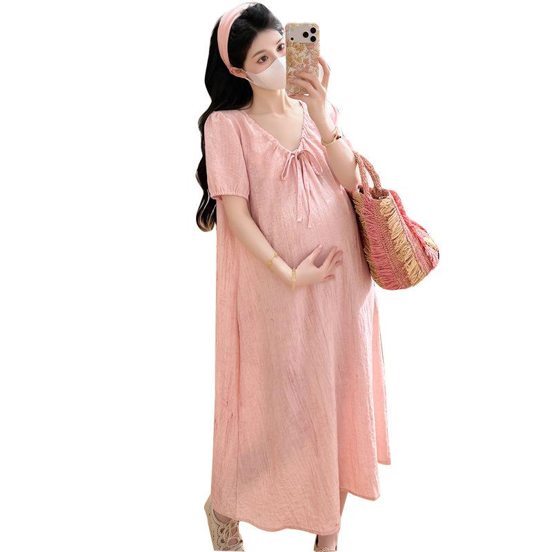 2026 Summer French V-Neck Tie-Dye Casual Loose Dress