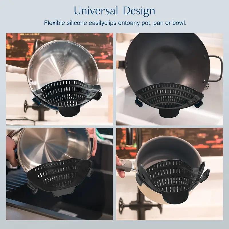 1pc Adjustable Clip-On Strainer - Fit for Pots & Bowls Vegetables & Fruit Draining Durable Flexible Handheld Colander Accessory