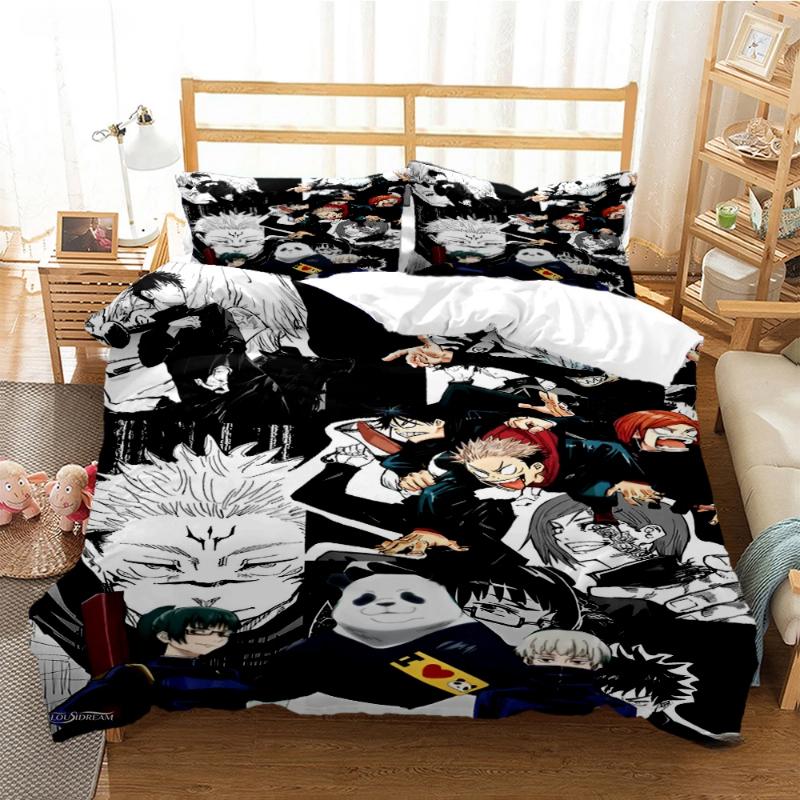 Jujutsu Kaisen Bedding Set Quilt Cover Pillowcase Anime Figure Satoru Gojo Bed Bedroom Duvet Cover Decor Beddings Suit Kids Gift