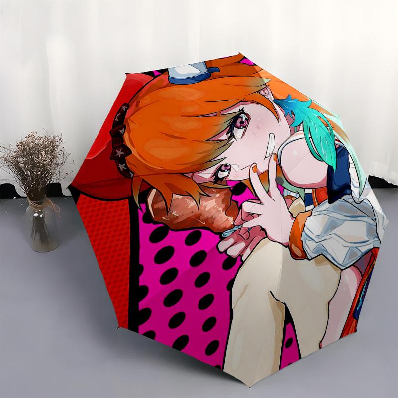 1pc Automagic Opening Umbrella with Pop Art Design featuring Gumi - Portable 3-Fold Design, 8-Rib Iron Frame Outdoor Umbrella for Fans, Travelers