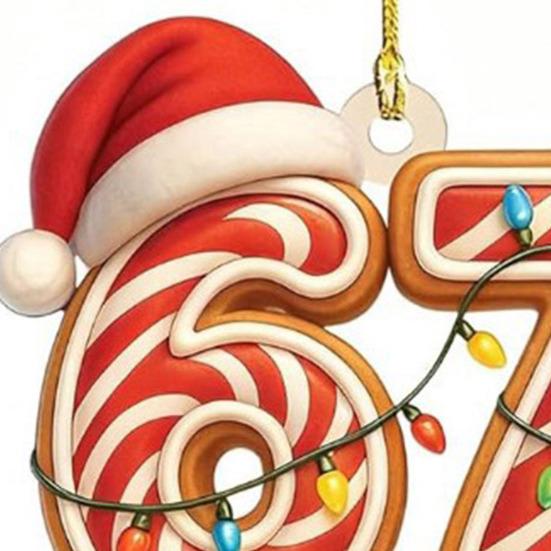 Christmas Pendant Striped Print Number 6 7 Charm 2D Acrylic Hanging Pendant Party Home Festive Cheer