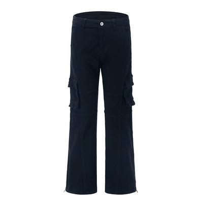 High Street American Black Micro-pants Men's Casual Wear High Flared Pants.