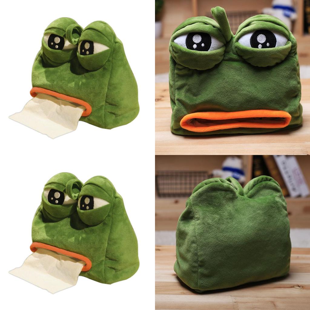 Pepe Smutná Žába Plyšový Úložný Box na Kapesníky pro Domácí a Kancelářské Použití Měkký na Dotek a Originální Design