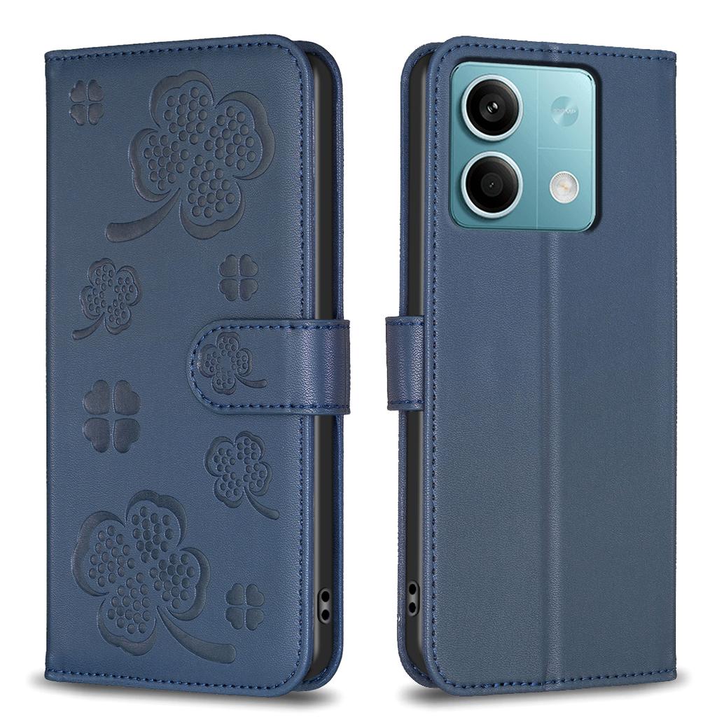 For Xiaomi Redmi Note 13 5G PU Leather Cover Four Leaf Clover Flip Wallet Phone Case