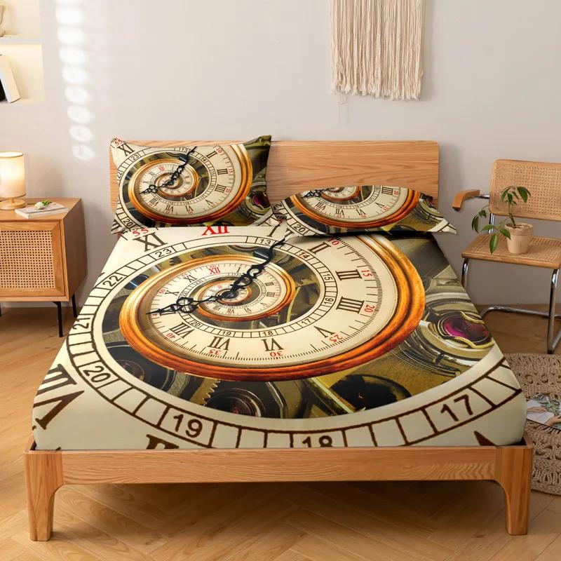 3-piece Simple Modern Skull Animal Pattern Digital Printing Three Piece Fitted Sheet Set, Bedroom Printed Bed Cover Set, Bedding