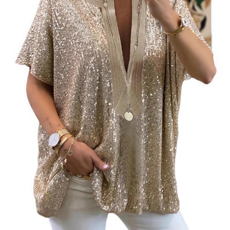 Camiseta Sexy de Color Sólido Holgada para Mujer Tallas Grandes Camiseta de Vacaciones