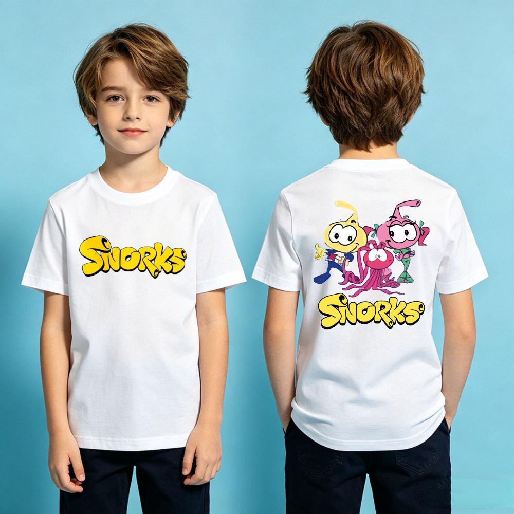 Snorks Cartoon Graphic Printed TShirt Boys and Girls Casual T-shirt Kids Summer Polyester Short Sleeve Daily Life Children Shirt