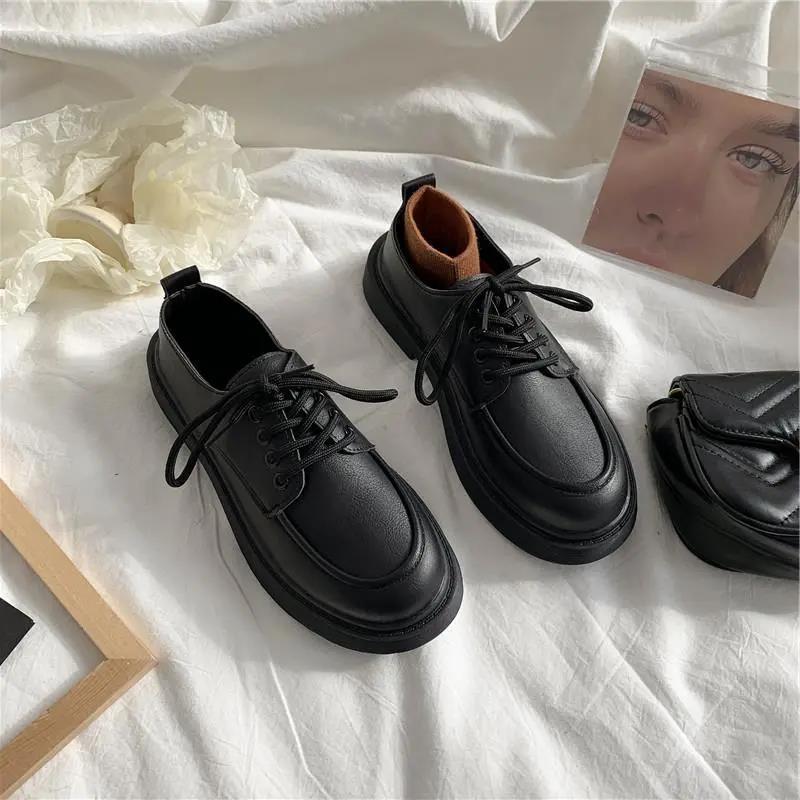 Black Small Leather Shoes Women's Japanese Jk Shoes Spring New British Style Versatile Retro Flat Shoes