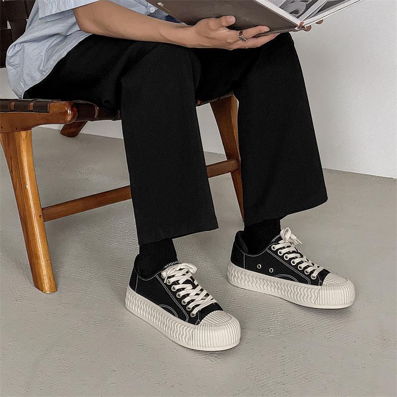 Men's Canvas Shoes New Four Seasons Fashion Youth Comfortable Flat Bottom Casual Shoes Outdoor Thick Sole Sports Shoes Soft