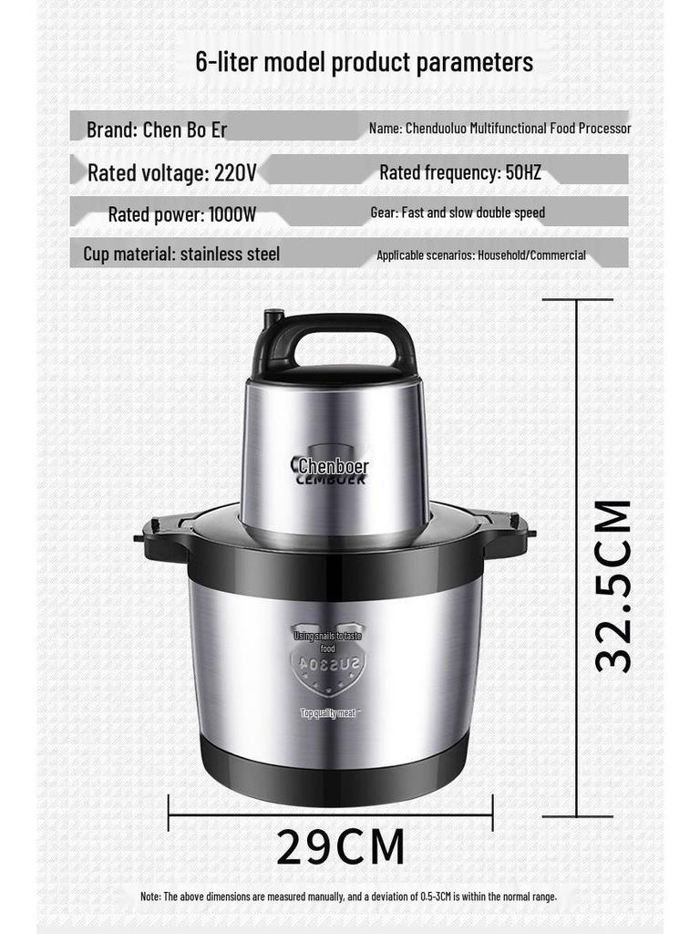 Elektrische Fleischwolf & Edelstahl-Gemüseschneider, 10L/6L Große Kapazität, für Teigtaschenfüllung, Chili, Knoblauchpaste und Kartoffelstampfer-Funktionen.