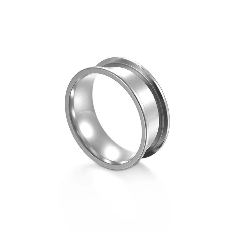Nerezový DIY Ručně vyráběný Prsten Šířka 4/5/6/8mm 1/2/3 Prázdná Drážka Módní Kouzlo pro Muže a Ženy