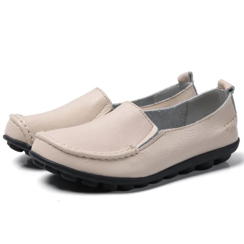 Fashion Women Flats Genuine Leather Fashion Footwear Women Shoe Moccasins Shoes Women Slip On Flat Shoes Soft Plus Size Tenis Feminino