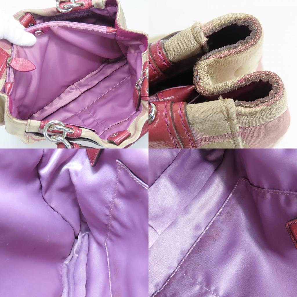 Used COACH Tote Bag Signature F17140 canvas/Patent leather beige purple casual