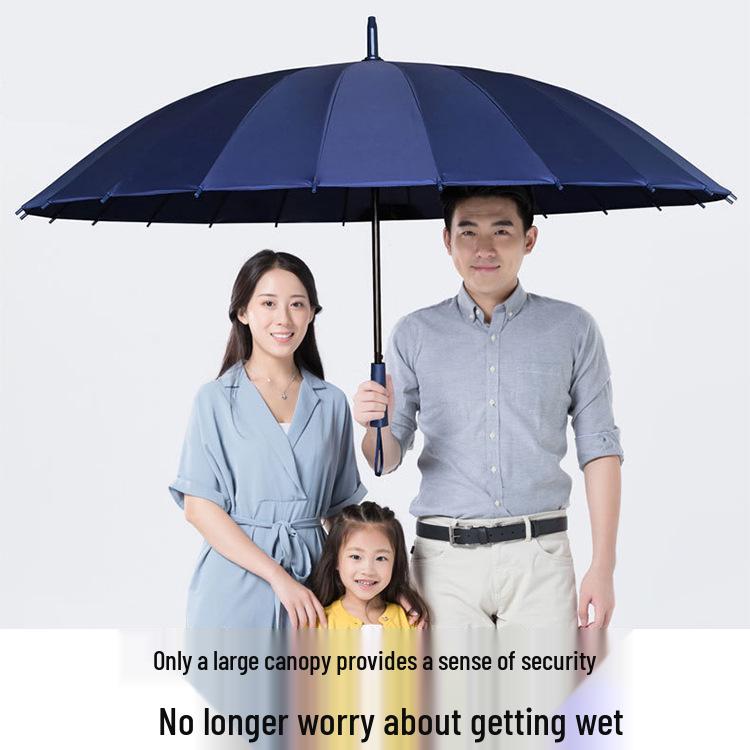 12-Rib 24-Rib Long-Handle Straight Men's Umbrella for Two, Business Advertising, Sun and Rain Protection