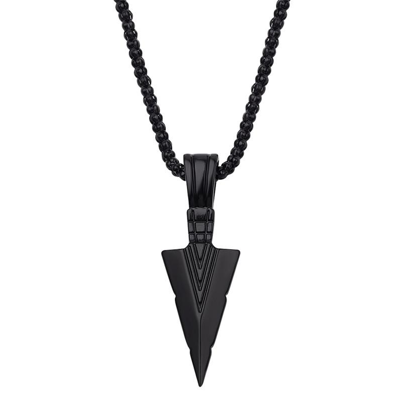 

Silver Color Retro Personality Black Triangle Arrowhead Necklace Pendant Niche Style Punk Jewelry Party Gift For Men And Wo