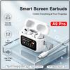 New A9 Pro Smart Screen Earbuds Active Noise Cancellation Ambient Sound Mode Touch Operate HiFi Stereo Audio Type-C Charging Wireless In-ear Earphones