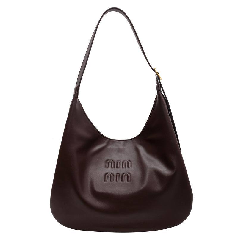 New Retro Underarm Bag Women's Large-capacity Soft Leather Commuter Bag Versatile Fashion Shoulder Bag