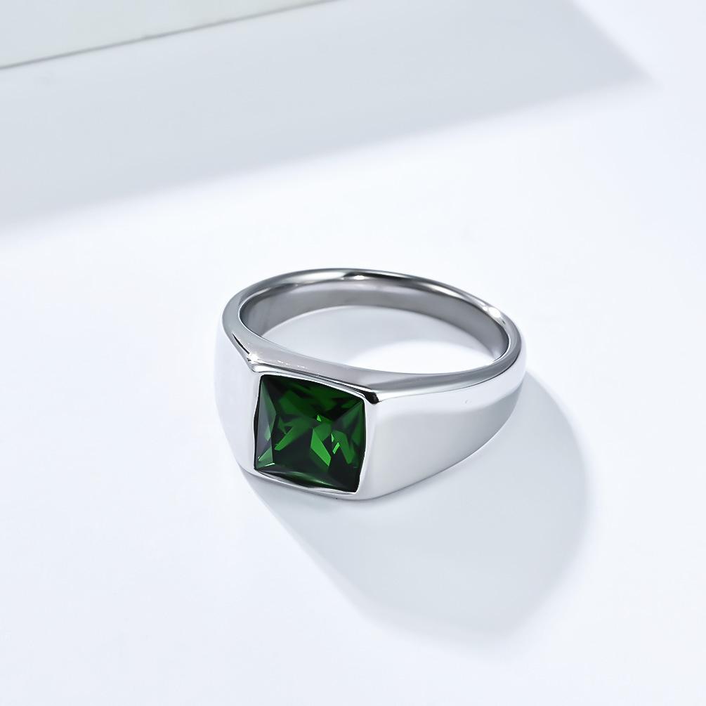 

Мужское обручальное кольцо с огранкой «бриллиант», с драгоценным камнем из стекла, из нержавеющей стали, геометрическое, современное, мужественное украшение для него 12#