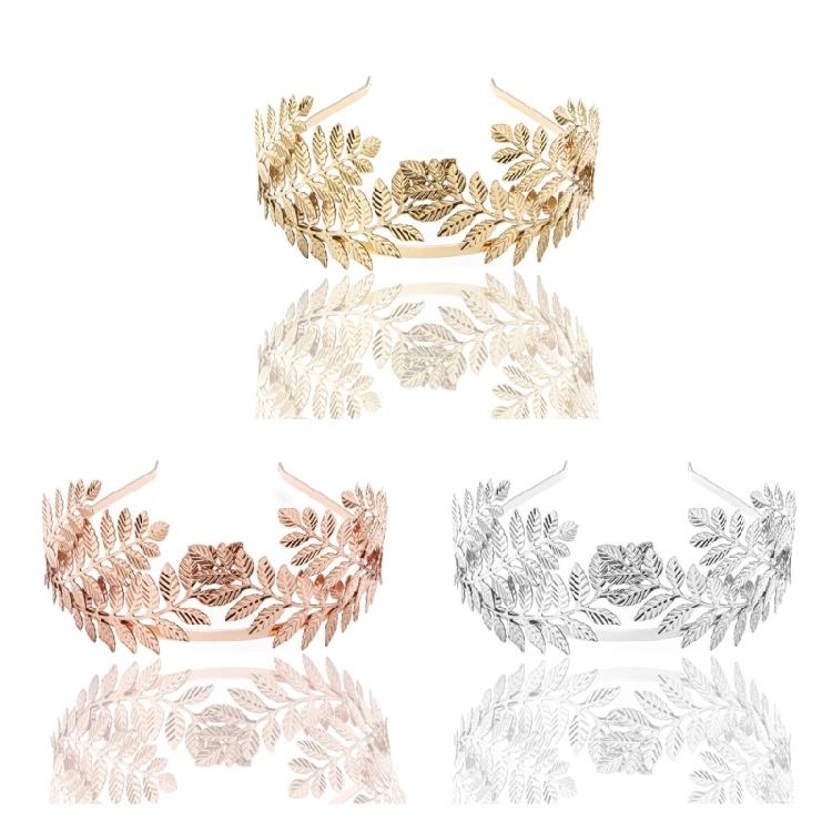 Baroque Style Wedding Party Headband Model Show Hairband with Leaves Headband