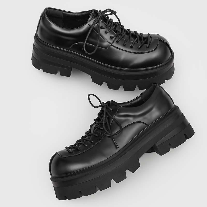 Shoes for Men British Style Thick Sole Casual Derby Shoes High Quality Fashion Comfor Platform Mans Leather Shoes