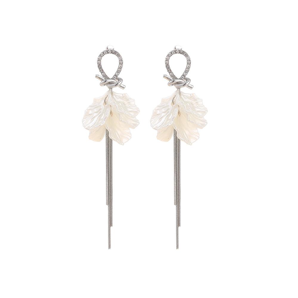 Summer Vacation Wind Stud Earrings Super Fairy Long Petal Fringed Earrings Sweet Temperament Fresh Earrings