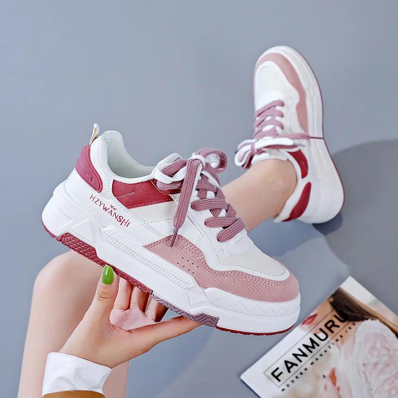 Damenschuhe Plateau-Sneakers Herbst Neu Weiße Schuhe Mode Rutschfest Freizeitschuh Atmungsaktiv Schnürschuhe Damen Vulkanisierte Schuhe