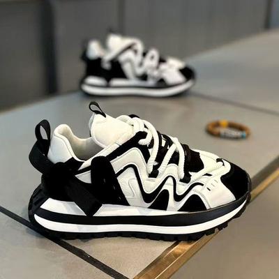 Popular Men's Shoes Niche High-end Breathable Sports Shoes Thick-soled Heightening Dad Shoes Men's Non-slip Casual Forrest Gump Shoes