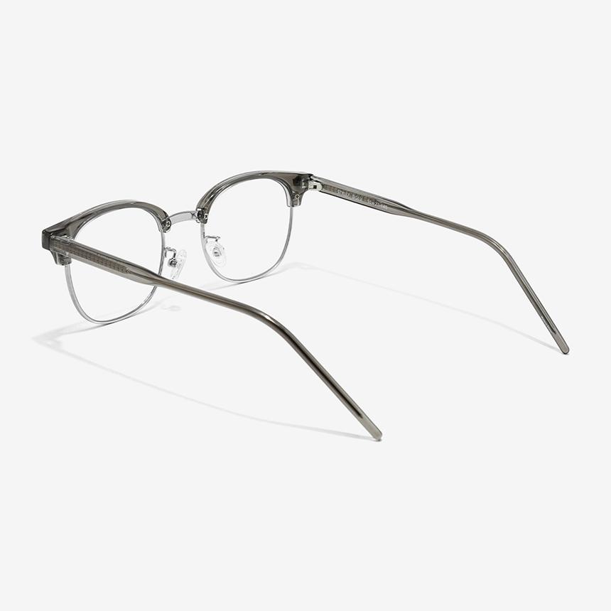 Seutailwokeu Style7 Dgsv_Dark Gray Transparent & Silver Classic Half-Rim Stylework Eyeglass Frames