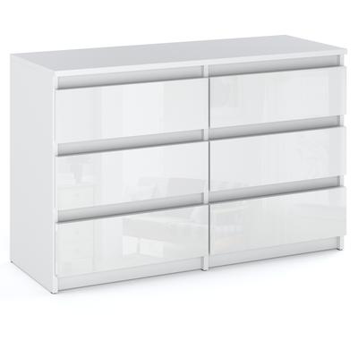 Glossy White Chest of Drawers with 6 Drawers 100cm TV Cabinet Living Room Furniture Sideboard