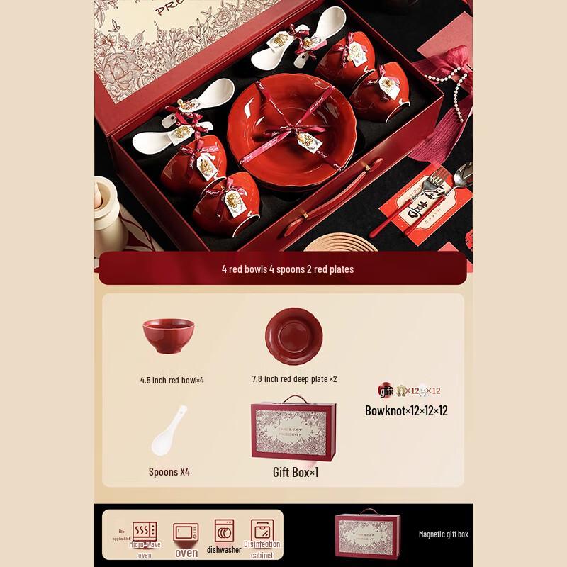 KANGMO 10-Piece European Ceramic Wedding Gift Dinnerware Set